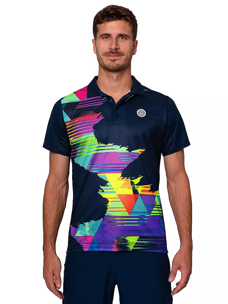 BIDI BADU | Polo de tennis Kaleido pour hommes | Bleu foncé