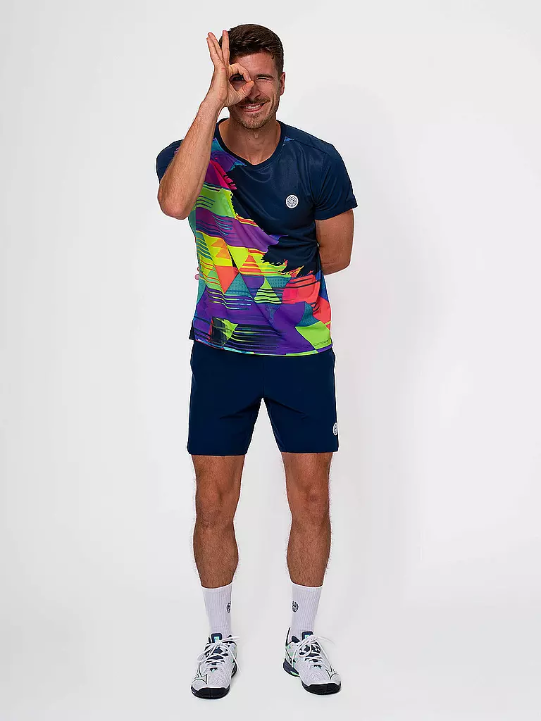 BIDI BADU | T-shirt de tennis Kaleido pour hommes | Bleu foncé