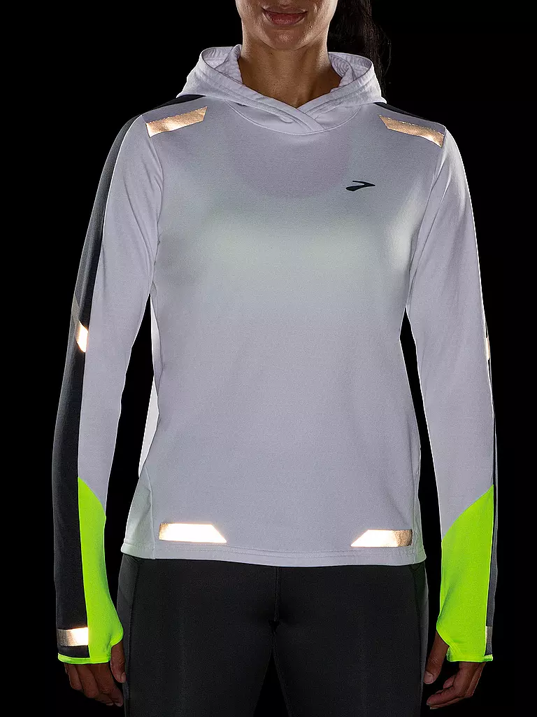 BROOKS | Damen Laufhoodie Run Visible Thermal | Blanc