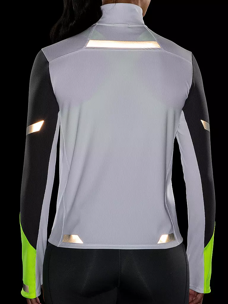 BROOKS | Damen Laufshirt Run Visible 1/2 Zip | Blanc