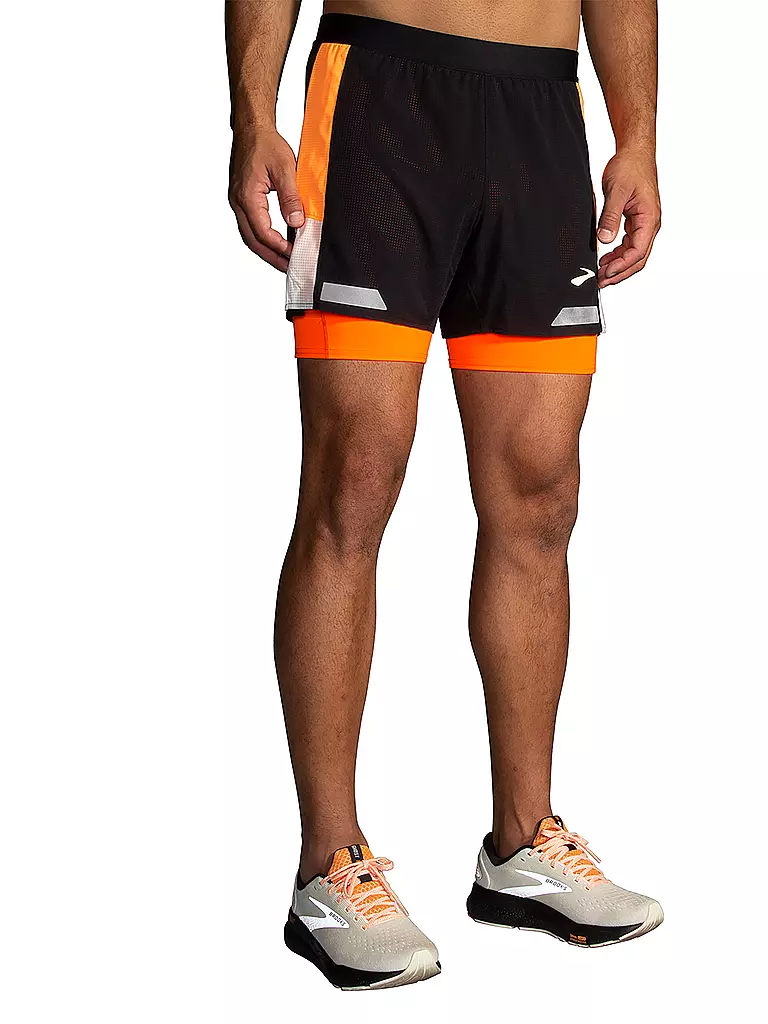 BROOKS | Short de course pour homme Run Visible 5" 2en1 2.0 | Noir