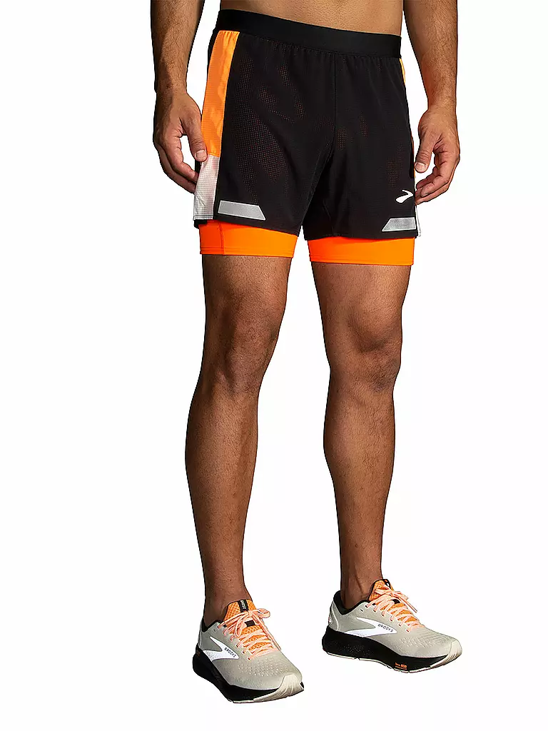 BROOKS | Short de course pour hommes Run Visible 5" 2en1 2.0 | Noir