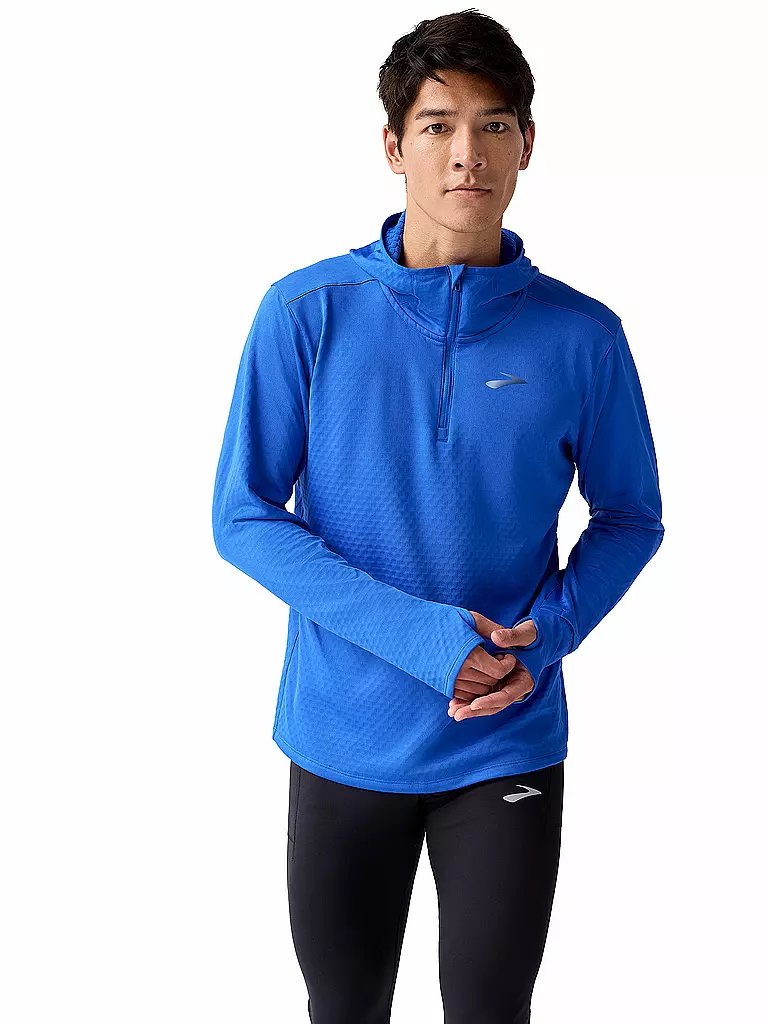 BROOKS | T-shirt de course à capuche Notch Thermal 3.0 pour hommes | Bleu