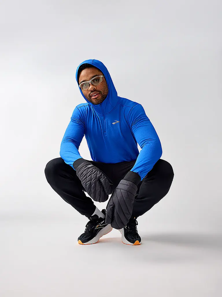 BROOKS | T-shirt de course à capuche Notch Thermal 3.0 pour hommes | Bleu