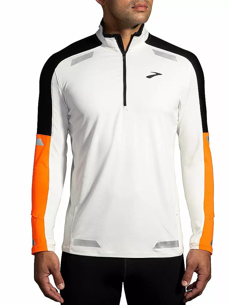 BROOKS | T-shirt de course Visible 17" à fermeture éclair pour homme | Blanc