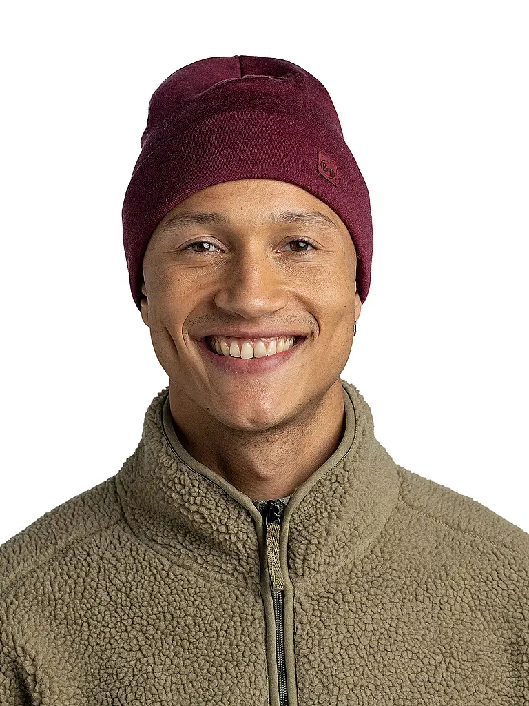 BUFF | Bonnet en laine mérinos épaisse | Rouge foncé