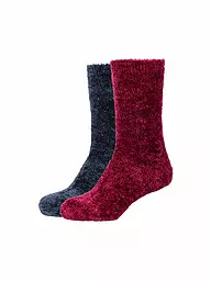 CAMANO | Chaussettes de loisirs pour femmes Cosy Aloe Vera, lot de 2 | Rouge foncé