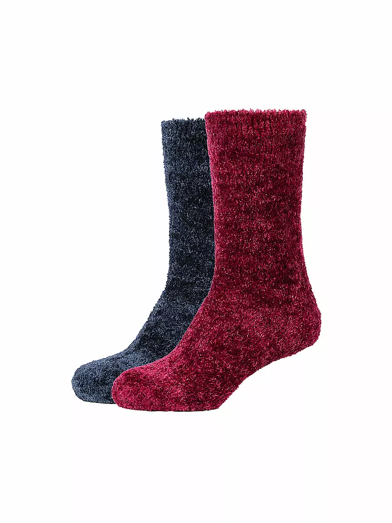 CAMANO | Chaussettes de loisirs pour femmes Cosy Aloe Vera, lot de 2 | Rouge foncé