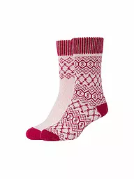 CAMANO | Chaussettes de loisirs pour femmes Cosy Jacquard, lot de 2 | Rouge foncé