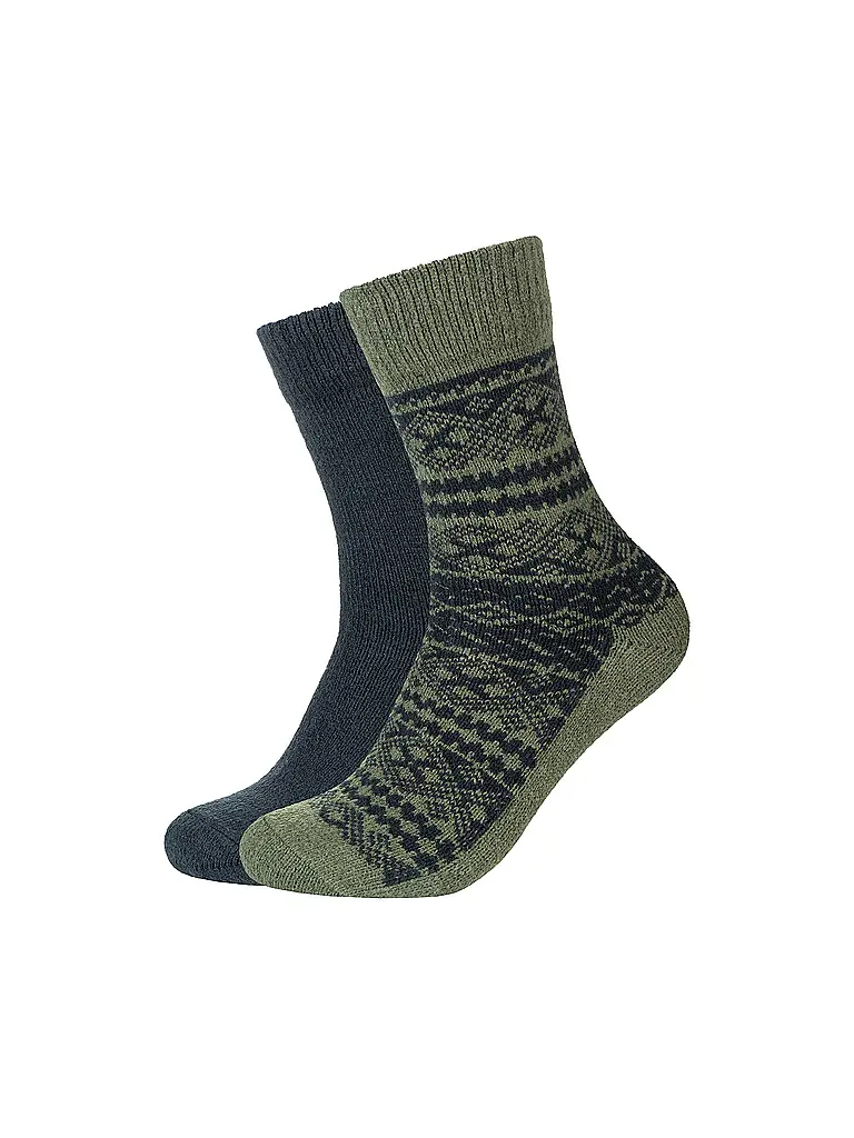 CAMANO | Chaussettes douillettes homme Cosy, lot de 2 | Vert foncé