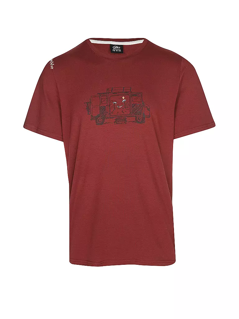 CHILLAZ | T-shirt d'escalade Van Life pour homme | Rouge foncé