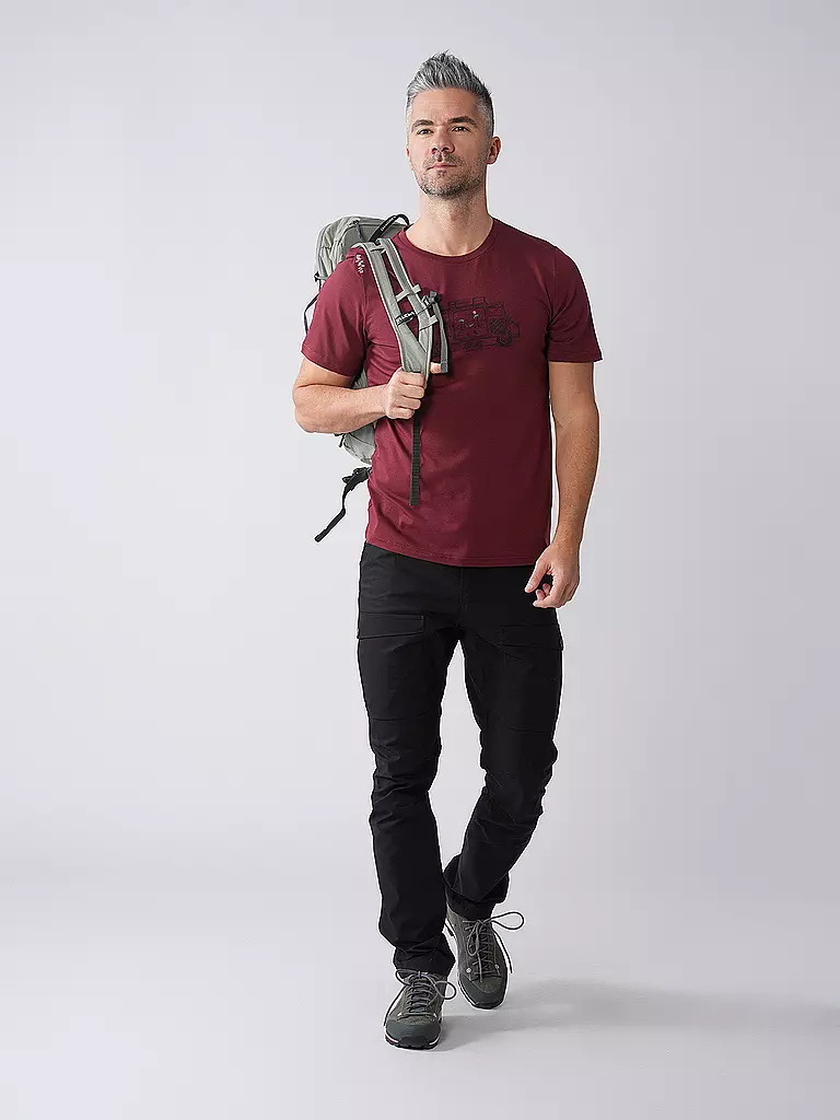 CHILLAZ | T-shirt d'escalade Van Life pour homme | Rouge foncé