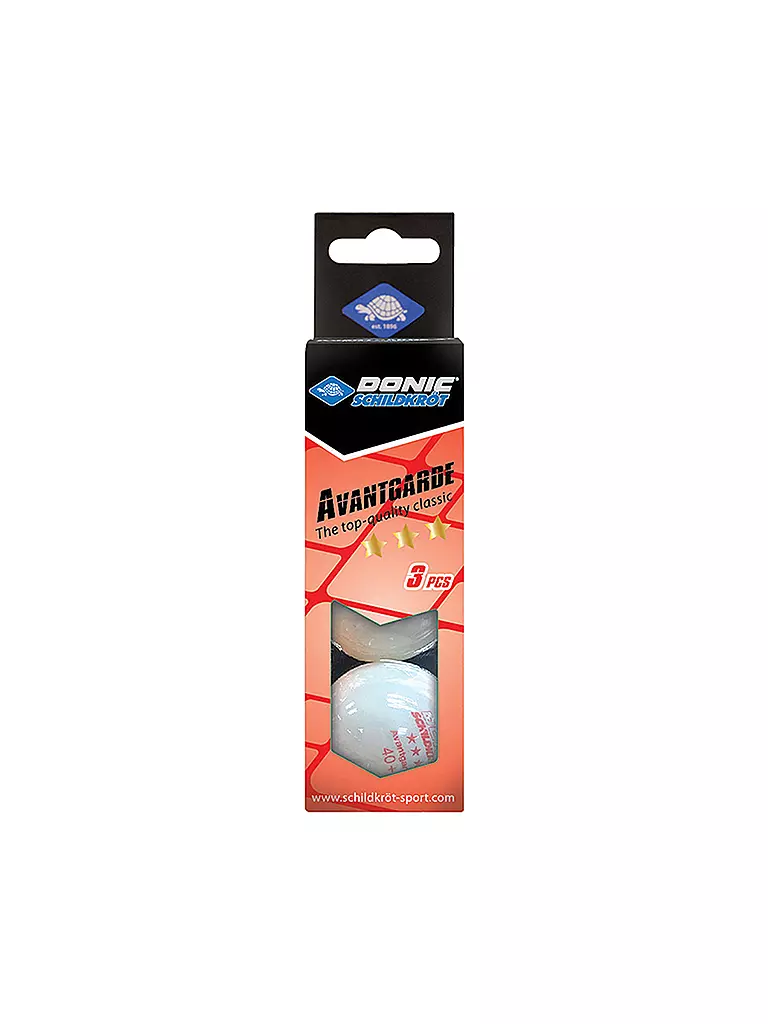 DONIC SCHILDKRÖT | Balle de tennis de table 3 étoiles Avantgarde Poly 40+, 3 pièces BLANC | Blanc
