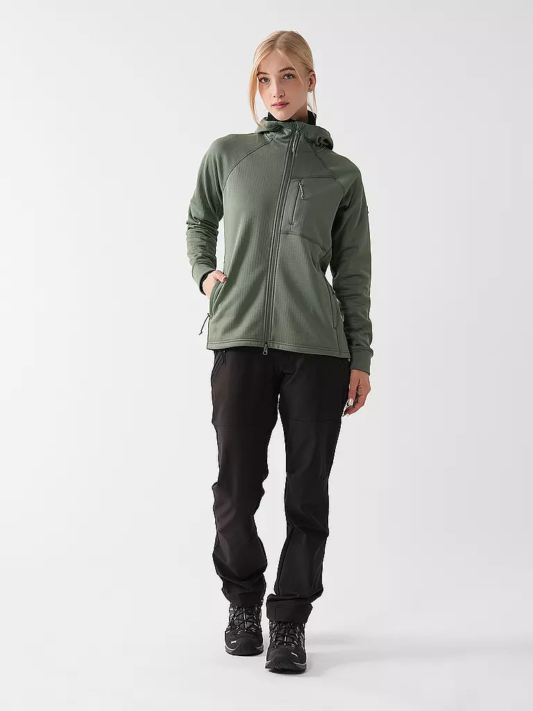FJÄLLRÄVEN | Damen Fleecejacke Abisko Grid Fleece Hoodie | Vert clair