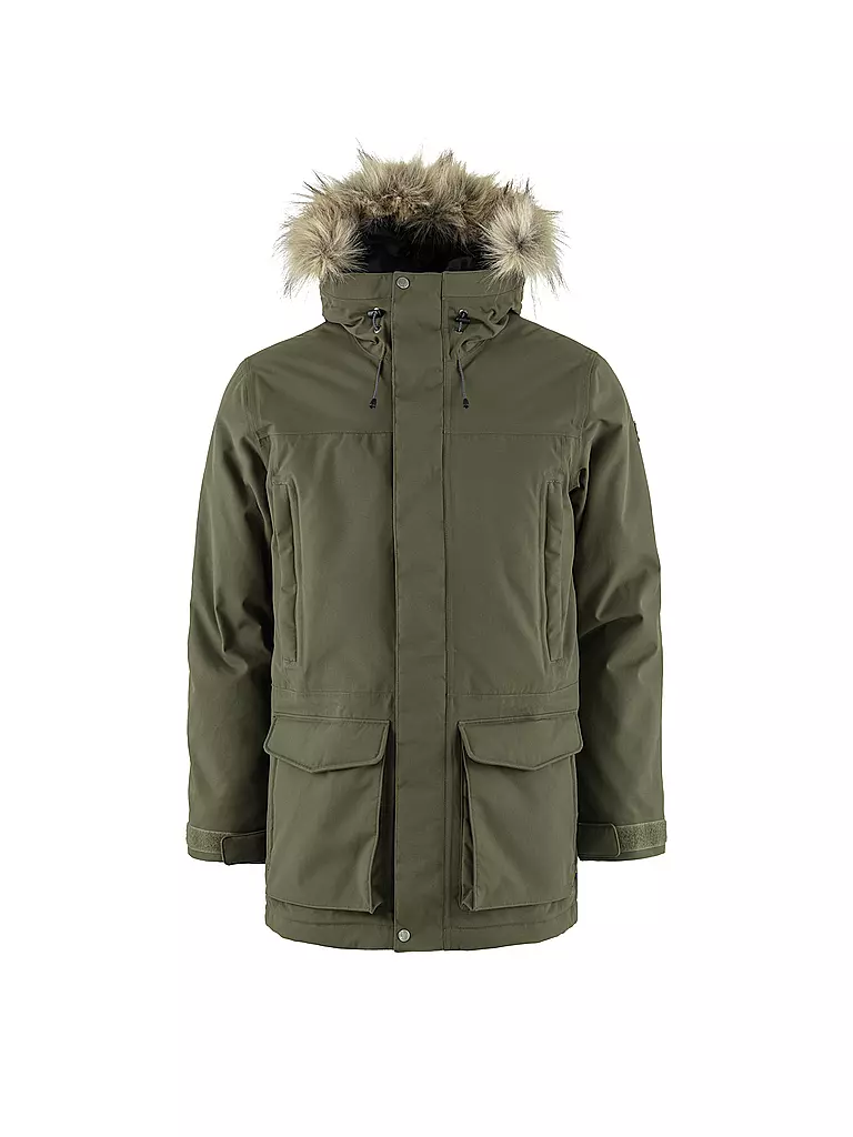 FJÄLLRÄVEN | Parka d'hiver pour homme Nuuk Lite Hoodie | Olive