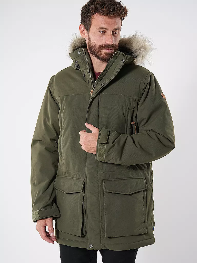 FJÄLLRÄVEN | Parka d'hiver pour homme Nuuk Lite Hoodie | Olive