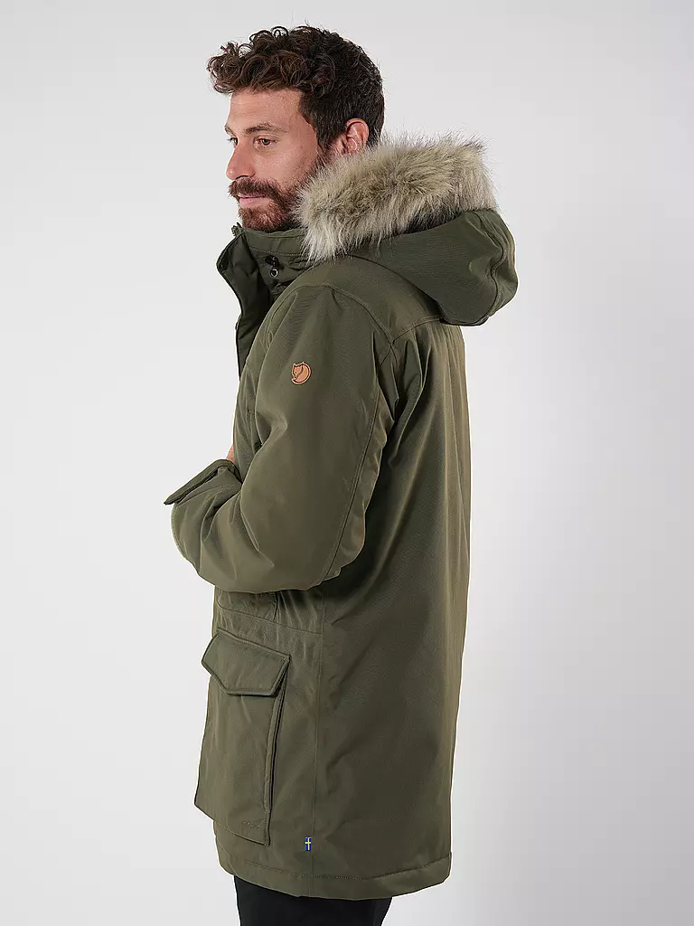 FJÄLLRÄVEN | Parka d'hiver pour homme Nuuk Lite Hoodie | Olive