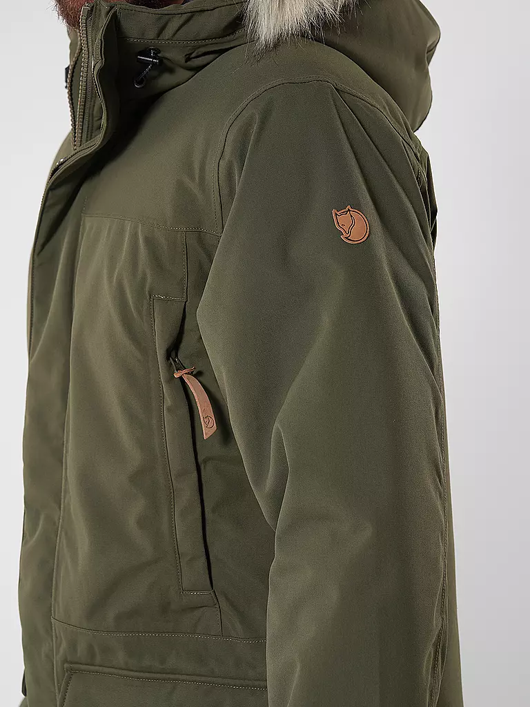 FJÄLLRÄVEN | Parka d'hiver pour homme Nuuk Lite Hoodie | Olive