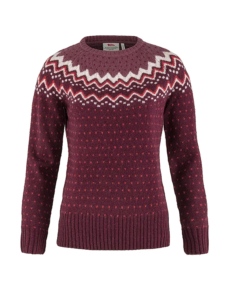 FJÄLLRÄVEN | Pull fonctionnel en laine Oevik Knit pour femmes | Rouge foncé