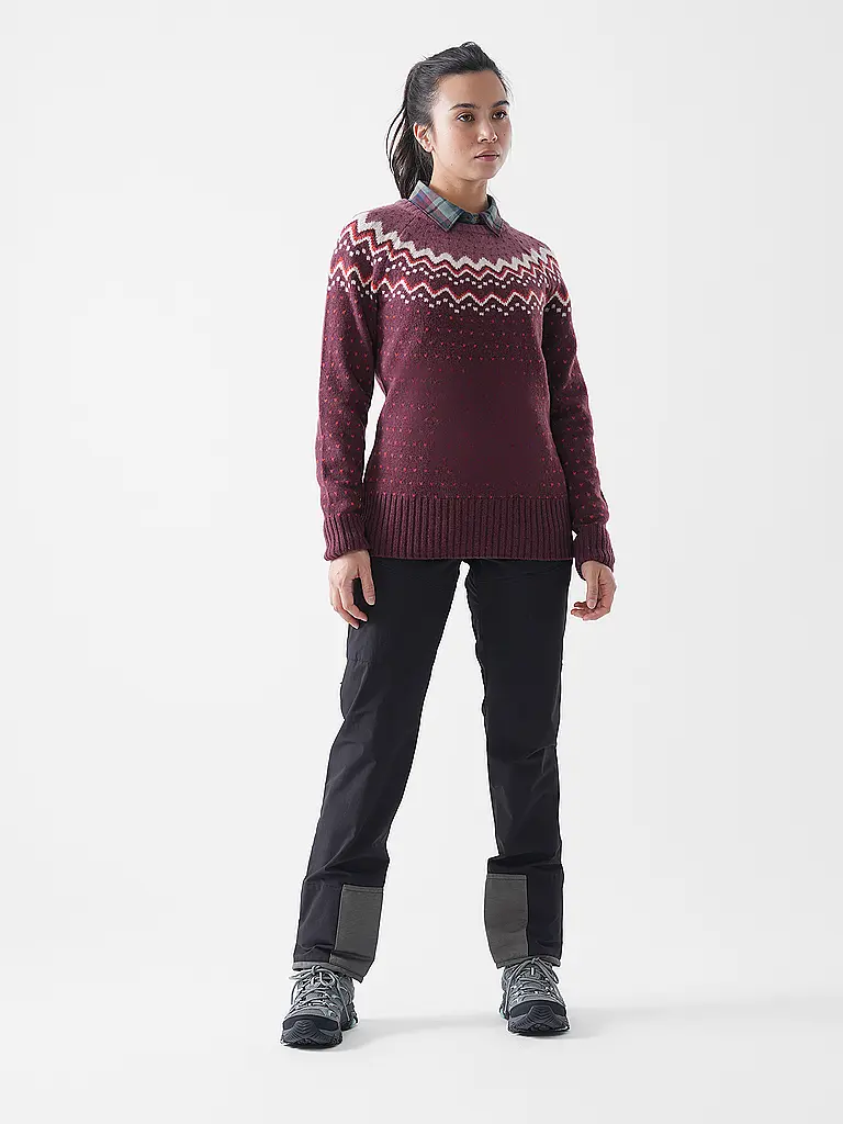 FJÄLLRÄVEN | Pull fonctionnel en laine Oevik Knit pour femmes | Rouge foncé
