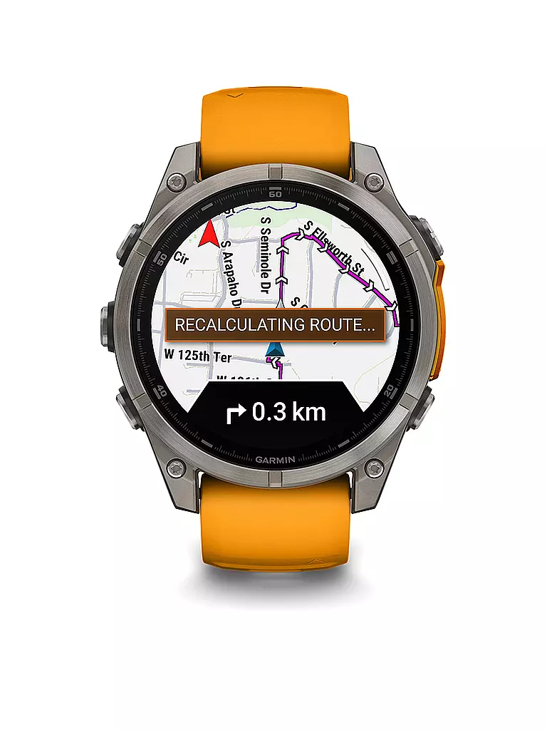 GARMIN | Montre intelligente GPS multisports Fenix 8 Amoled Sapphire 47 mm | Orange