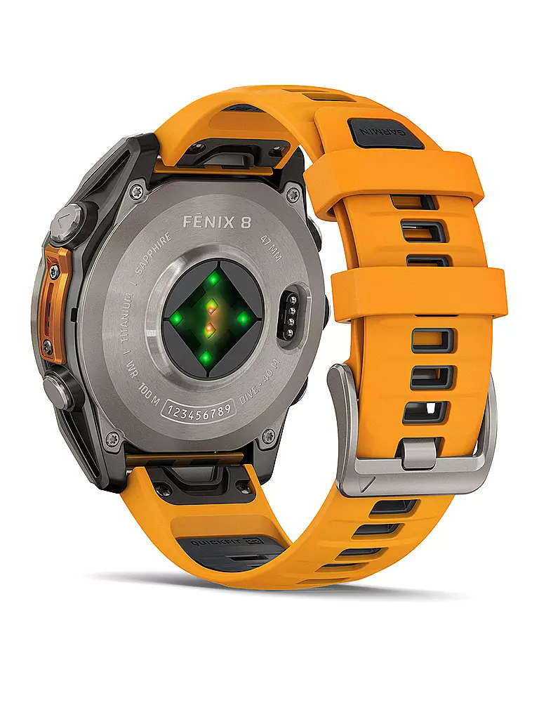 GARMIN | Montre intelligente GPS multisports Fenix 8 Amoled Sapphire 47 mm | Orange