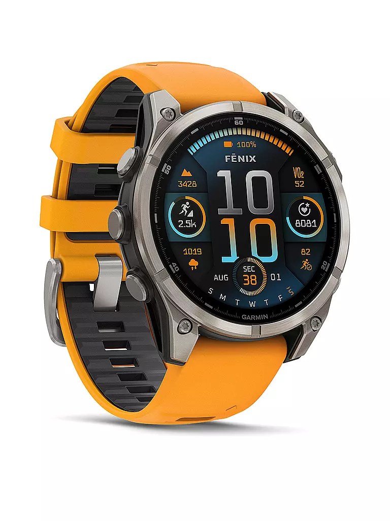 GARMIN | Montre intelligente GPS multisports Fenix 8 Amoled Sapphire 47 mm | Orange