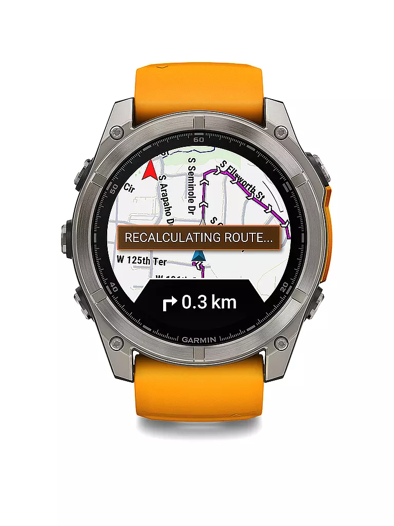 GARMIN | Montre intelligente GPS multisports Fenix 8 Amoled Sapphire 51 mm | Orange