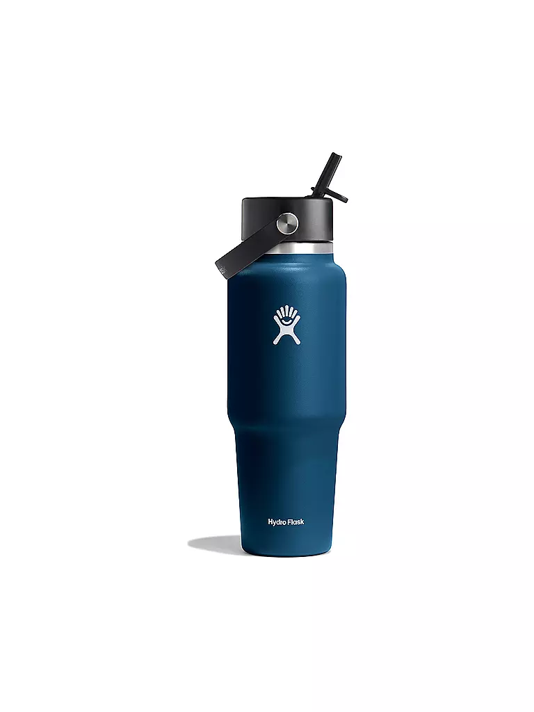 HYDRO FLASK | Bouteille d'eau 32oz Wide Mouth Travel Bottle avec bouchon à paille flexible | Bleu foncé