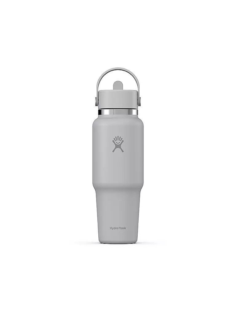 HYDRO FLASK | Bouteille d'eau de voyage à large ouverture 32oz avec bouchon à paille flexible | Gris clair