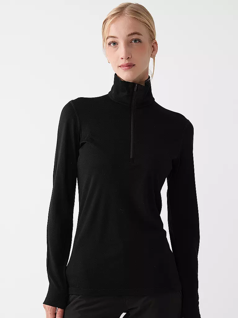 ICEBREAKER | Damen Unterzieh Zipshirt Oasis 200 | Noir