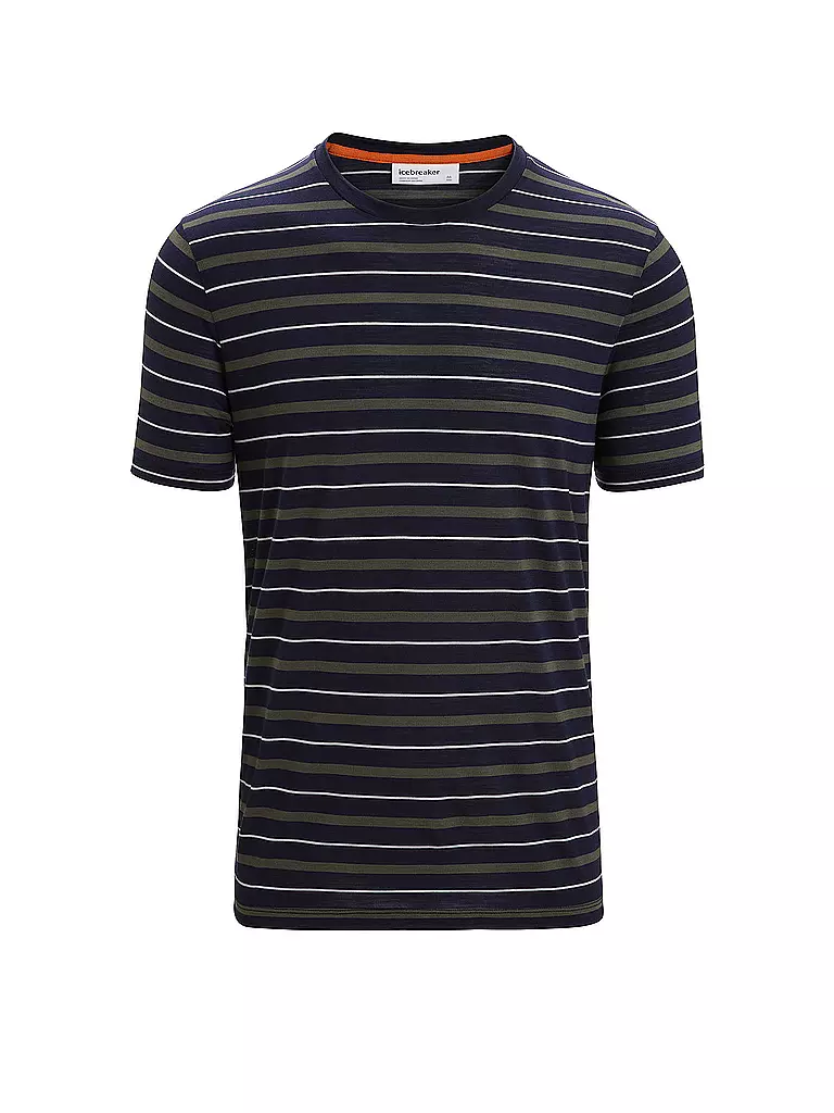 ICEBREAKER | T-shirt de sport à rayures Wave pour homme | Bleu foncé