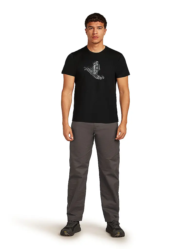 ICEBREAKER | T-shirt de sport homme Skiing Yeti 150 Merino imprimé | Noir