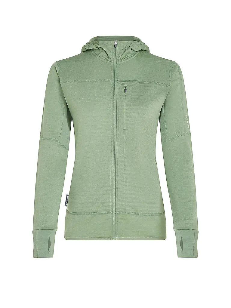 ICEBREAKER | Veste polaire femme Real Fleece 300 à capuche en mérinos | Vert clair