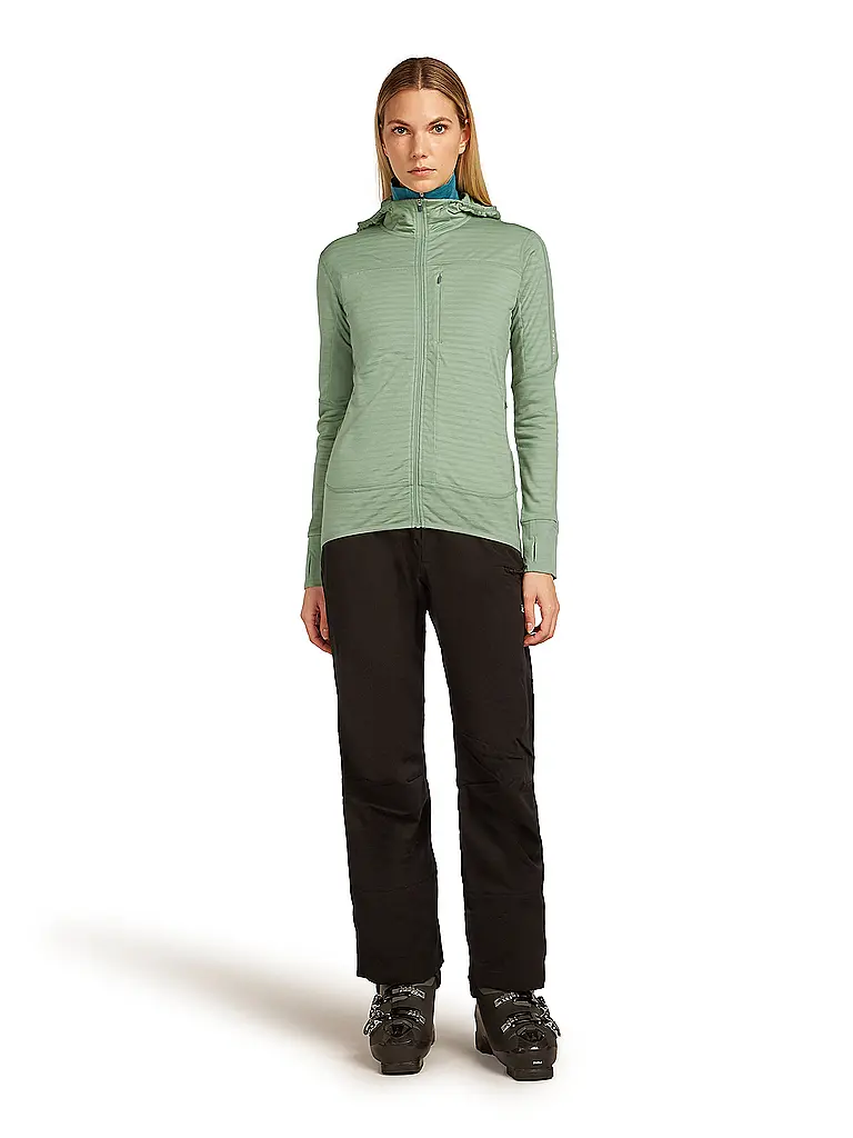 ICEBREAKER | Veste polaire femme Real Fleece 300 à capuche en mérinos | Vert clair