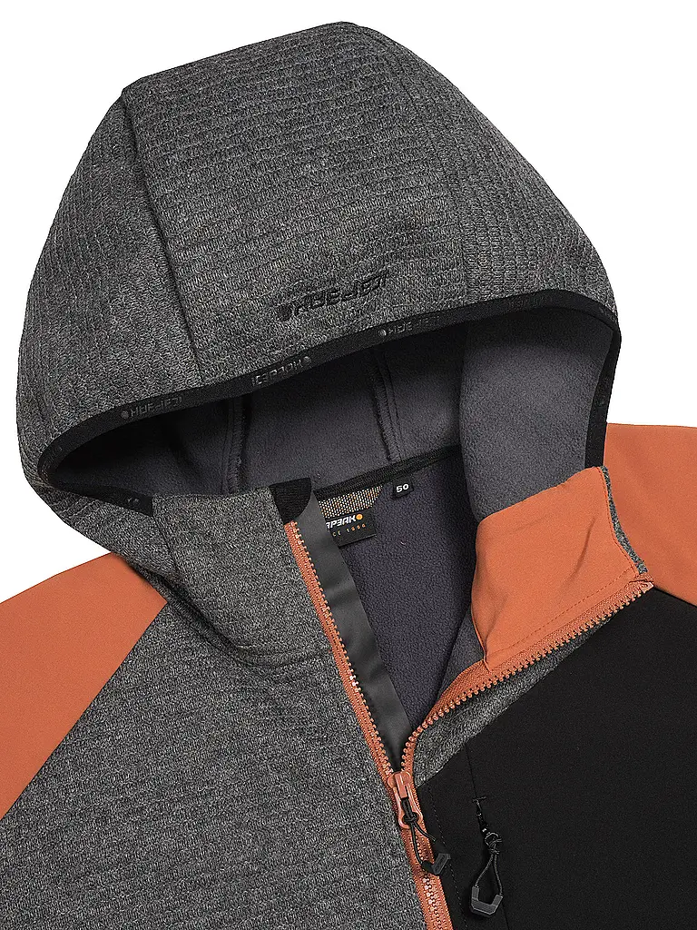 ICEPEAK | Veste polaire de randonnée pour homme Danfort à capuche | Orange