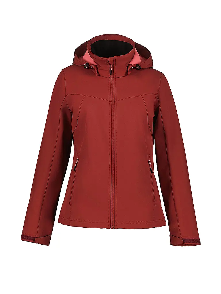 ICEPEAK | Veste softshell pour femme Brenham Uni à capuche | Rouge foncé