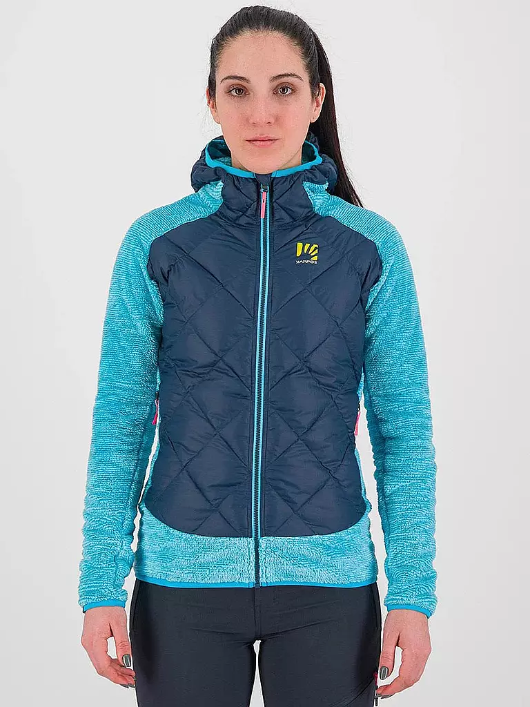 KARPOS | Damen Iso Hybridjacke Marmarole Hoodie | Bleu foncé