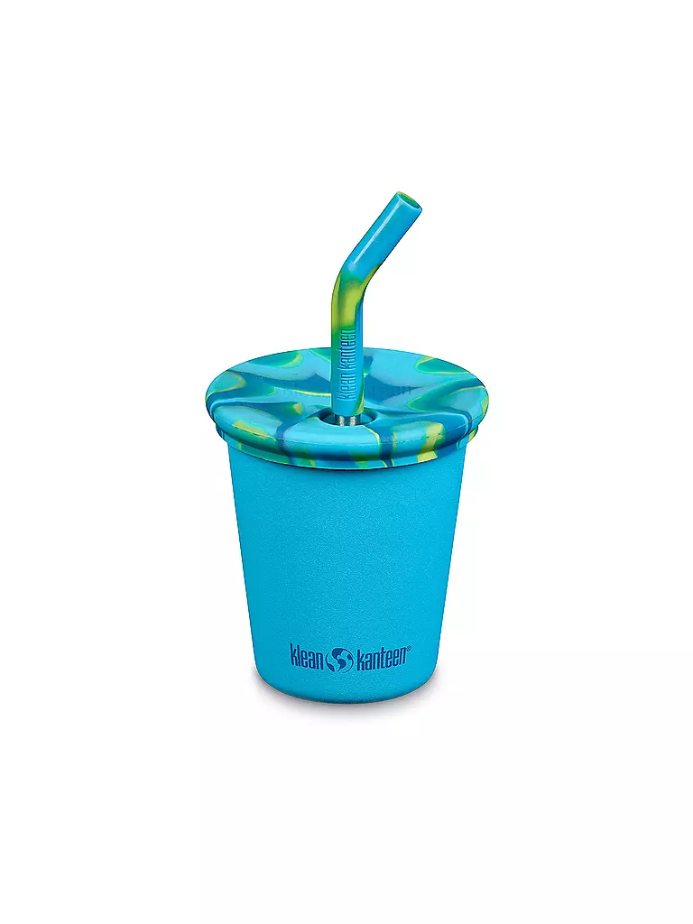 KLEAN KANTEEN | Gobelet en acier inoxydable Kid Cup 296 ml avec couvercle et paille | Bleu