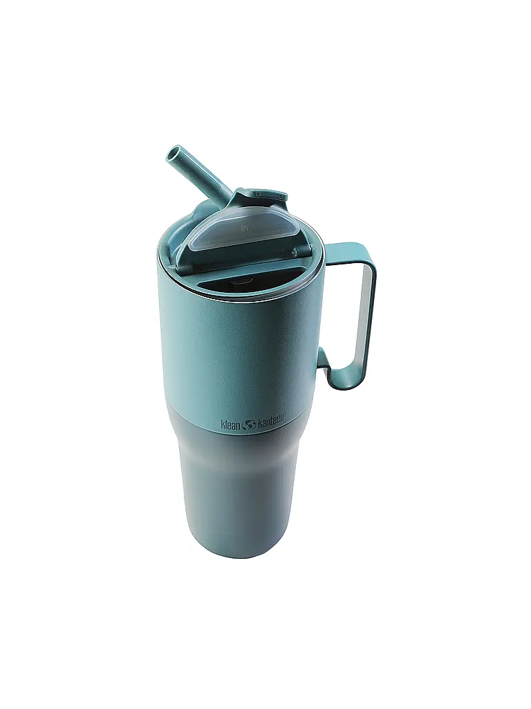 KLEAN KANTEEN | Gobelet isotherme Rise 1064 ml avec couvercle à rabat et paille en acier inoxydable | Pétrole