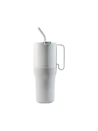 KLEAN KANTEEN | Gobelet isotherme Rise Tumbler 1064ml avec couvercle à rabat et paille en acier inoxydable | Gris clair