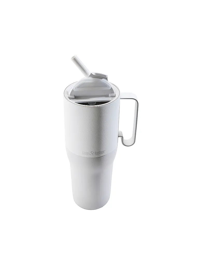KLEAN KANTEEN | Gobelet isotherme Rise Tumbler 1064ml avec couvercle à rabat et paille en acier inoxydable | Gris clair
