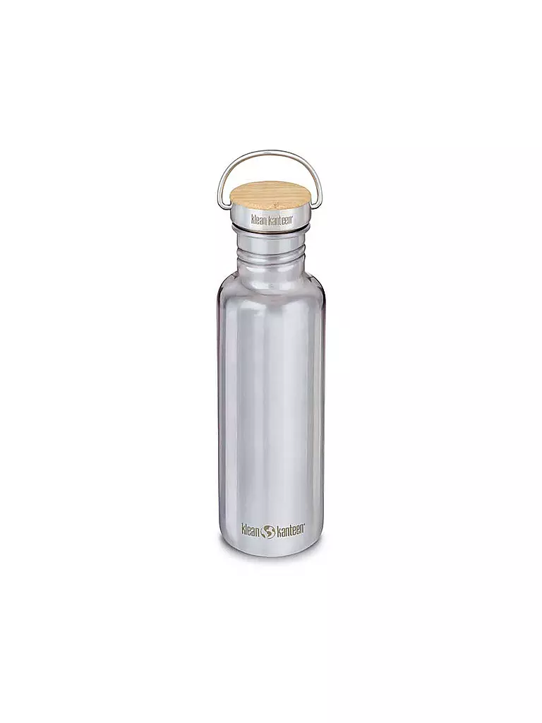 KLEAN KANTEEN | Gourde en acier inoxydable Reflect 800ml Bouchon à vis en bambou Acier inoxydable poli miroir | Argent