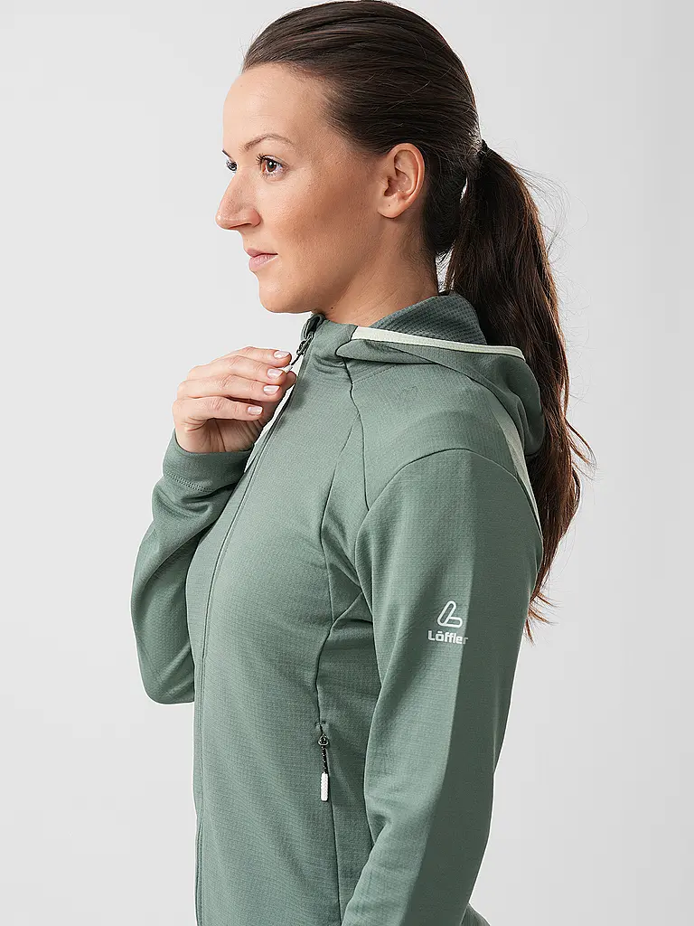 LÖFFLER | Veste polaire de ski de fond pour femmes Tech-Merino à capuche | 