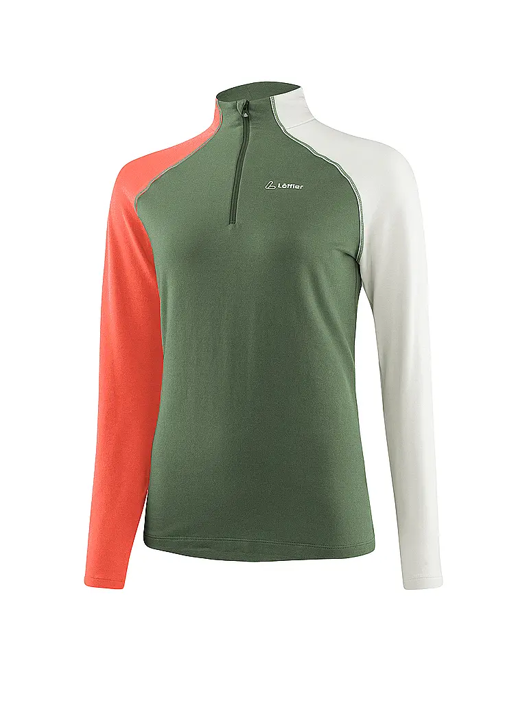 LÖFFLER | Zipshirt de sous-vêtement pour femmes TRANSTEX® Coblo | Olive