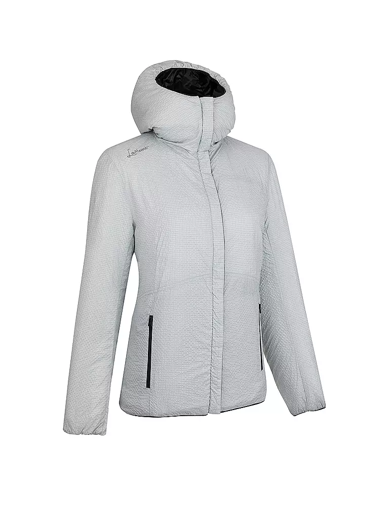 LAMUNT | Veste isolante pour femme Irmi Remoca à capuche, veste réversible | Gris clair