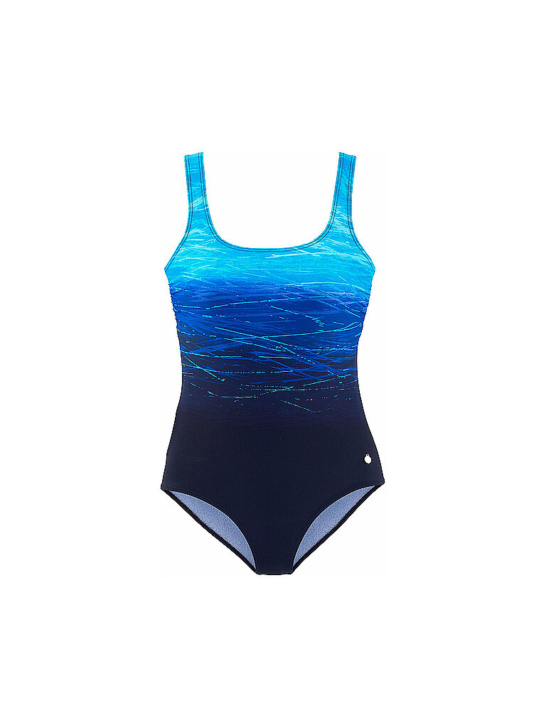 Maillot de bain avec imprimé batik et effet gainant bleu 42E