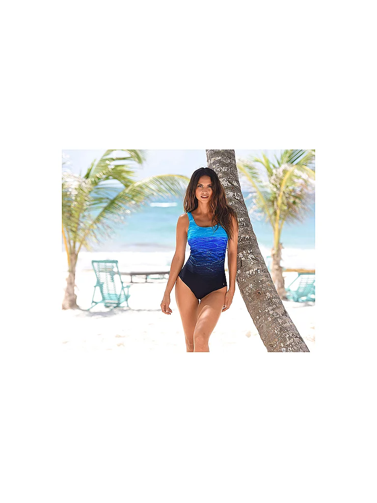 Lascana Maillot de bain femme avec imprimé batik et effet gainant bleu   38D 9