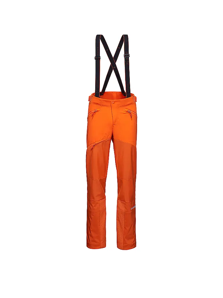 MAMMUT | Pantalon de randonnée softshell pour homme Eiger Nordwand Pro avec bretelles | Orange