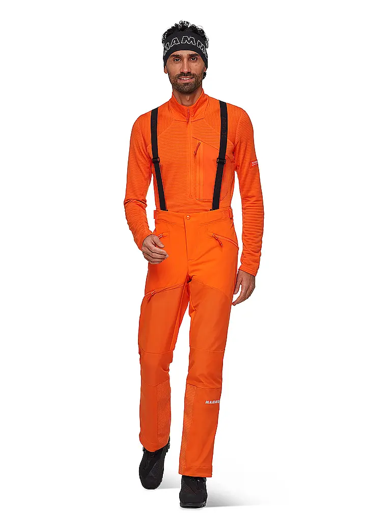 MAMMUT | Pantalon de randonnée softshell pour homme Eiger Nordwand Pro avec bretelles | Orange
